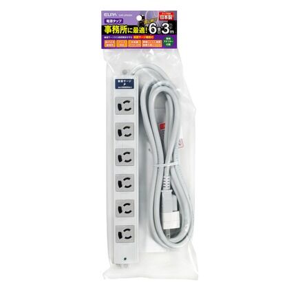 事務所向けタップ 6個口 耐雷サージ機能付 3m OAT-JP63SH 1個