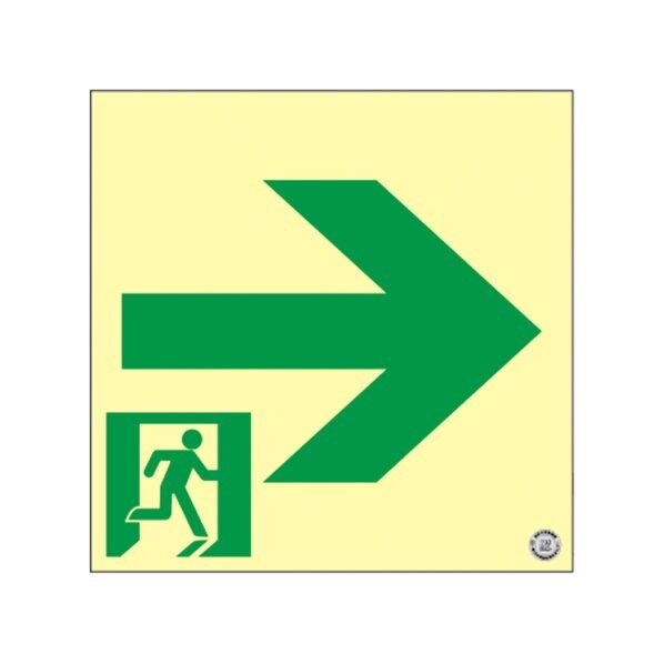 日本緑十字社 蓄光SN-2941 高輝度蓄光避難誘導ステッカー標識 非常口→ 200×200mm厚さ:0.3mm 360941 1枚...