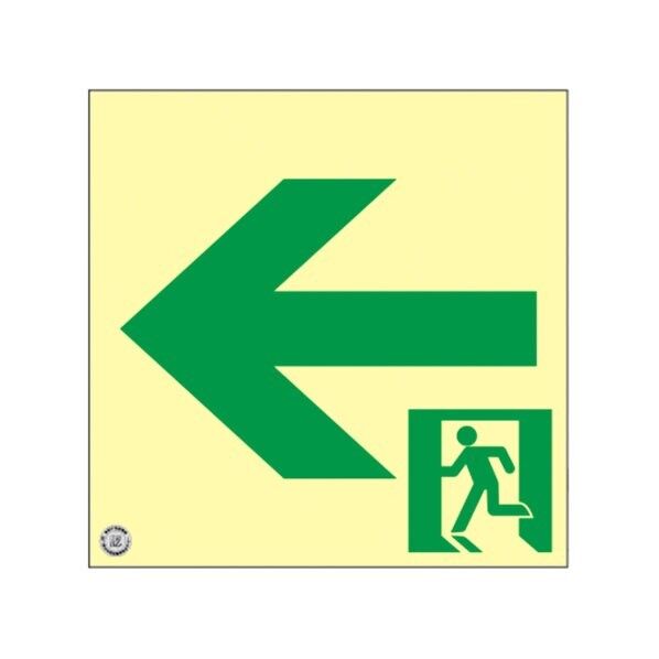 日本緑十字社 蓄光SN-2942 高輝度蓄光避難誘導ステッカー標識 ←非常口 200×200mm厚さ:0.3mm 360942 1枚...