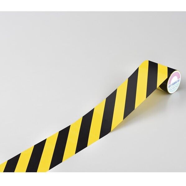 日本緑十字社 TR2-G トラ柄テープ 黄/黒 90mm幅×10m厚さ:0.18mm 黄/黒 256207 1巻...