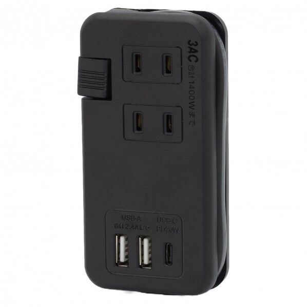 日本緑十字社 PS-3AC3USB USB電源タップ 55×111×23mm 黒 353052 1個