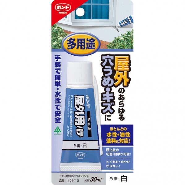 ボンド 屋外用パテ 多用途 白 30ml #05412 1本
