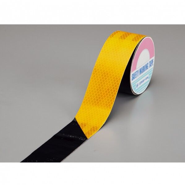 日本緑十字社 AHTP-50TR 粗面用高輝度プリズム反射テープ 50mm幅×3m厚み:0.46mm 黄/黒 319061 1巻...