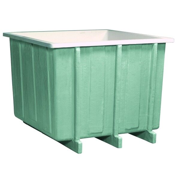 FRPジャンボタンク タイプ1400T (内側):ホワイト (外側):ダークグリーン 外寸法(mm):幅1370×奥行1370×高さ1105 内寸法(mm):幅1250×奥行1250×高さ960 約1400L 1400T 1台