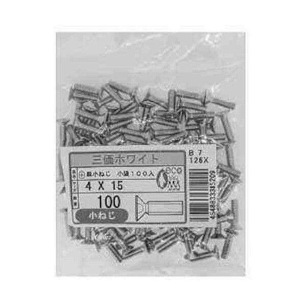 三価ホワイト + サラ小ネジ小袋100入り 4×45 100本