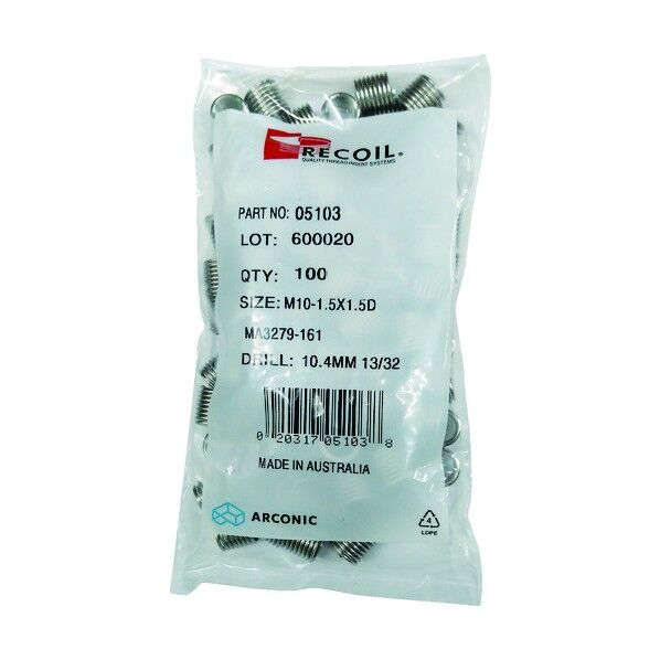 インサートねじ リコイル SUS304 適用ボルトねじ:M4-0.70×2D(100個入り) 05044 100点