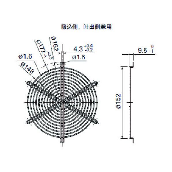 フィンガーガード (φ172サイドカット型用・丸形用 吸込側、吐出側兼用) 109-319E 1点