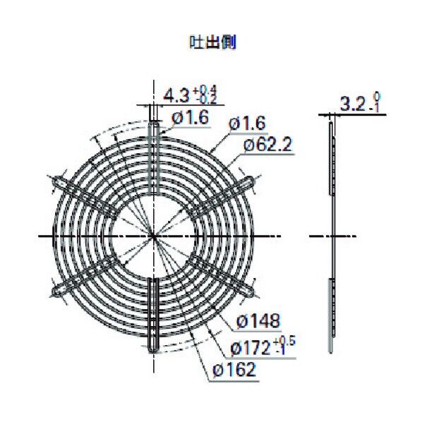 フィンガーガード (φ172サイドカット型用・丸形用 吐出側) 109-320 1点