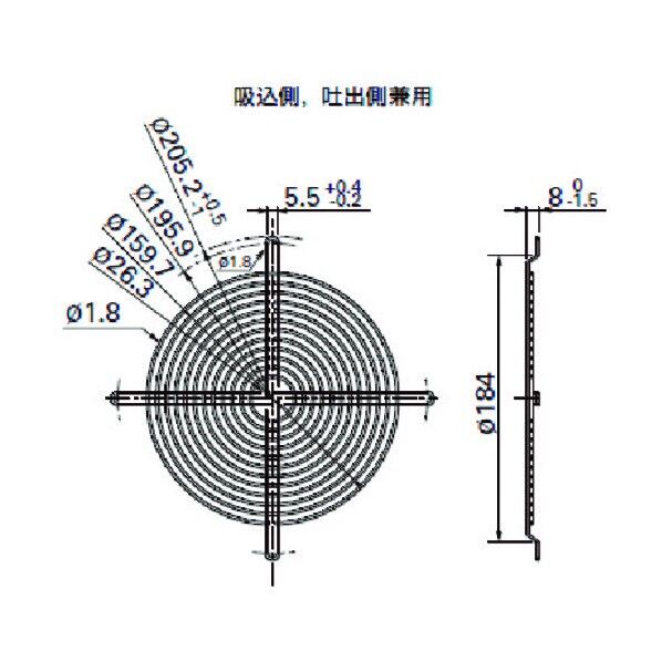 フィンガーガード (□160用 吸込側、吐出側兼用) 109-619H 1点