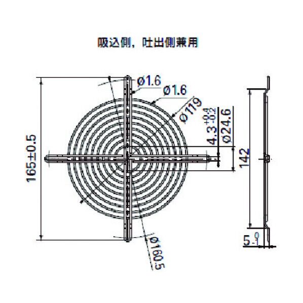 フィンガーガード (□127用、φ175用 吸込側、吐出側兼用) 109-722H 1点