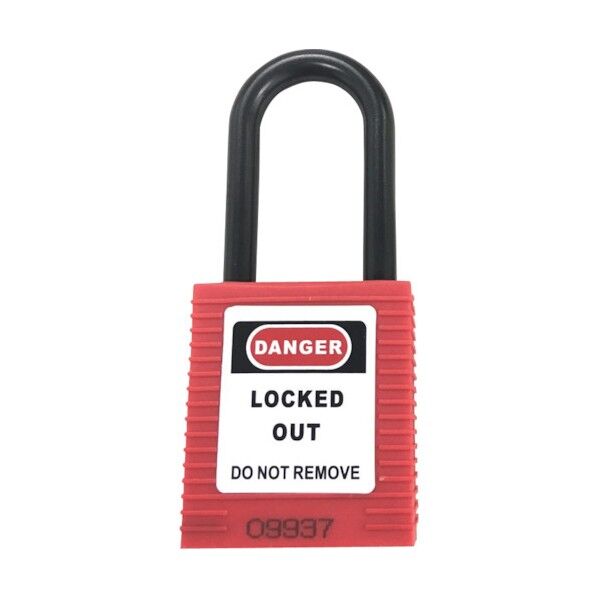 セーフラン安全用品 ロックアウト用絶縁パドロック 赤 吊38mmタイプ 14671-1 1点...