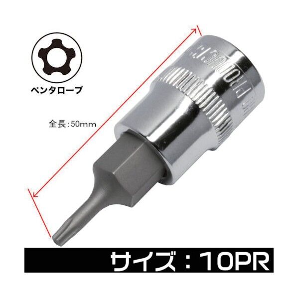 3/8DR いじり止め ペンタローブ ビットソケット 10PR 2002000027672 1点