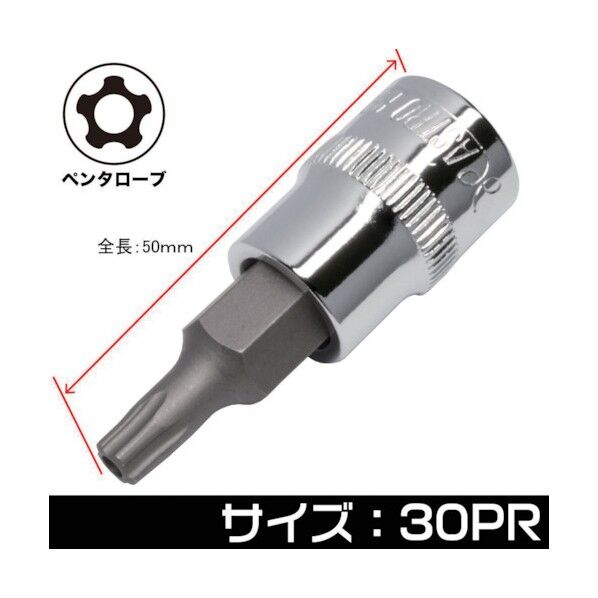 3/8DR いじり止め ペンタローブ ビットソケット 30PR 2002000027726 1点