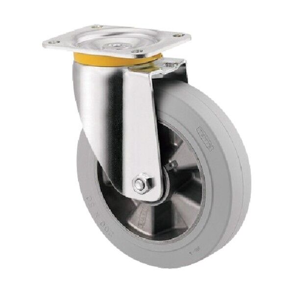 重荷重用キャスターZETA(ゴム車・タイヤ痕レスタイプ・スプリング方向矯正) φ160 自在式(スプリング方向矯正付) 468SIFP160P63 1点