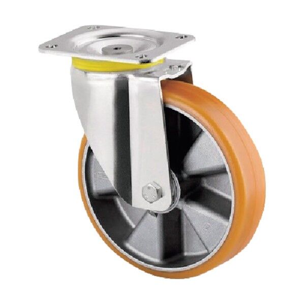 重荷重用キャスターZETA(ウレタン車・スプリング方向矯正) φ200 自在式(スプリング方向矯正付) 468SITP200P63 CONVEX 1点