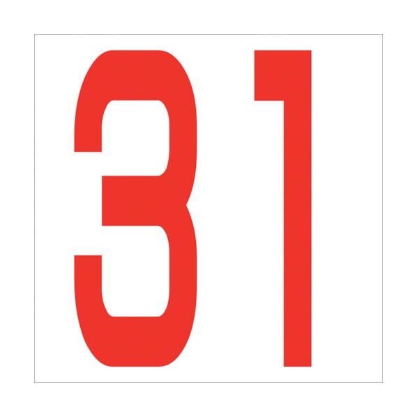 カッティングステッカー 数字31 文字高100mm 赤 6300005832 1点