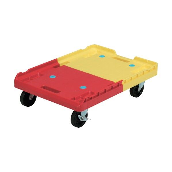 サンコー 折りたたみコンテナー用台車 802484 サンキャリー6344 イエロー/レッド 80248401TE201RE401 1点