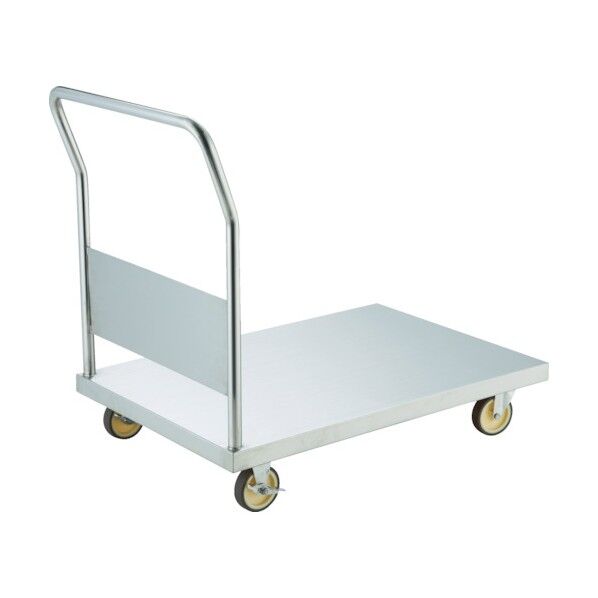 オールステンレス台車(固定ハンドル・コーナーC付・ナイロンウレタン車輪) ストッパー付