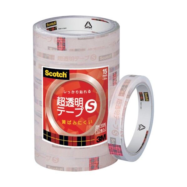 スコッチ 超透明テープS 15mm×35m シュリンクパック 便利グッズ(文具・OA機器) BK-15N 10巻