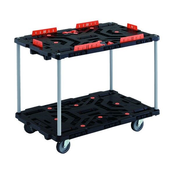 連結式樹脂製2段台車 ビートル 900X600 自在5輪 柵 とめたろう付 ハンドルなし BT920KJ5-E100T 1点