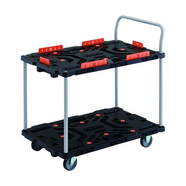 連結式樹脂製2段台車 ビートル 900X600 自在3輪 柵 ハンドル付 BT924KJ3-E100 1点