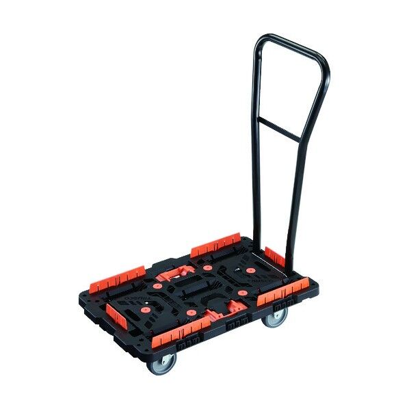 連結式樹脂製平台車 ビートル 700X450 自在3輪 脱着式ハンドル付 柵 とめたろう付 BT700KJ3H-E100T 1点