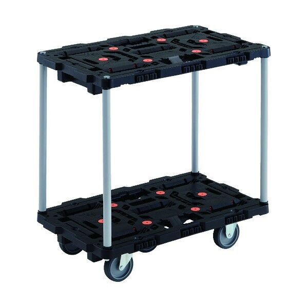 連結式樹脂製2段台車 ビートル 700X450 自在3輪 ハンドルなし BT720J3-E100 1点