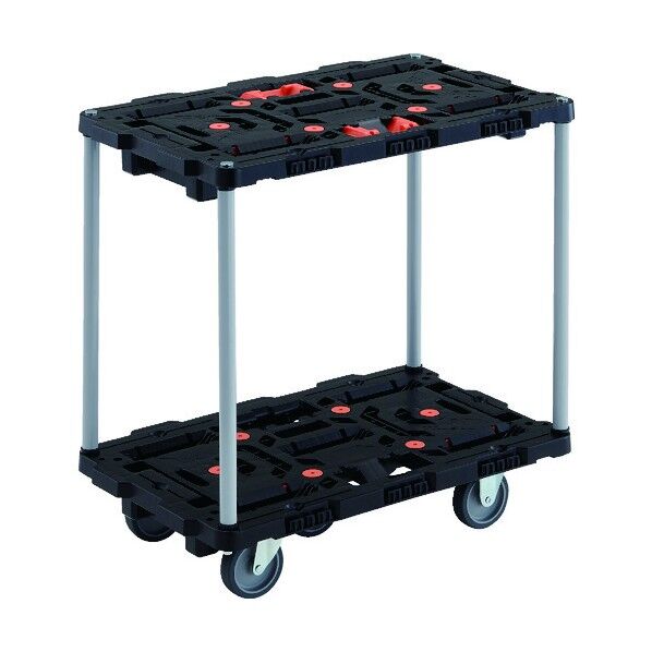 連結式樹脂製2段台車 ビートル 700X450 自在3輪 とめたろう付 ハンドルなし BT720J3-E100T 1点