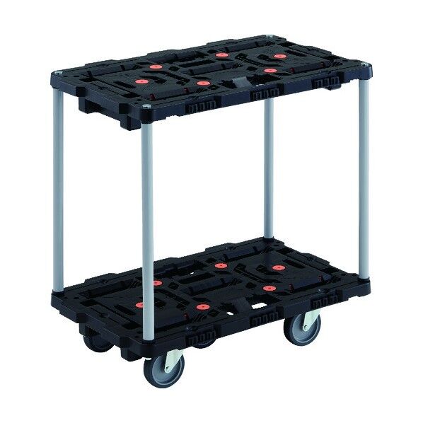 連結式樹脂製2段台車 ビートル 700X450 自在5輪 ハンドルなし BT720J5-E100 1点