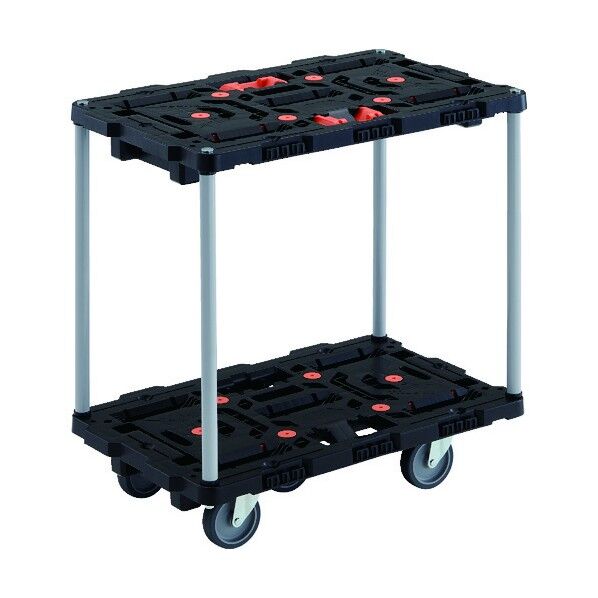 連結式樹脂製2段台車 ビートル 700X450 自在5輪 とめたろう付 ハンドルなし BT720J5-E100T 1点