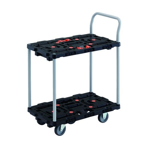 連結式樹脂製2段台車 ビートル 700X450 自在3輪 ハンドル付 BT724J3-E100 1点