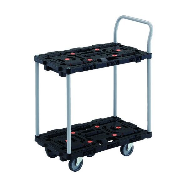 連結式樹脂製2段台車 ビートル 700X450 自在5輪 ハンドル付 BT724J5-E100 1点