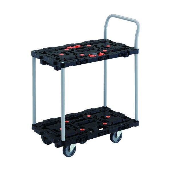 連結式樹脂製2段台車 ビートル 700X450 自在5輪 とめたろう ハンドル付 BT724J5-E100T 1点