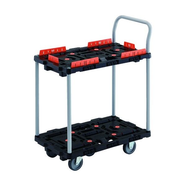 連結式樹脂製2段台車 ビートル 700X450 自在3輪 柵 ハンドル付 BT724KJ3-E100 1点