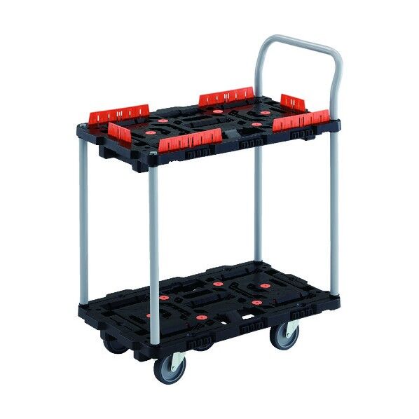 連結式樹脂製2段台車 ビートル 700X450 自在5輪 柵 ハンドル付 BT724KJ5-E100 1点