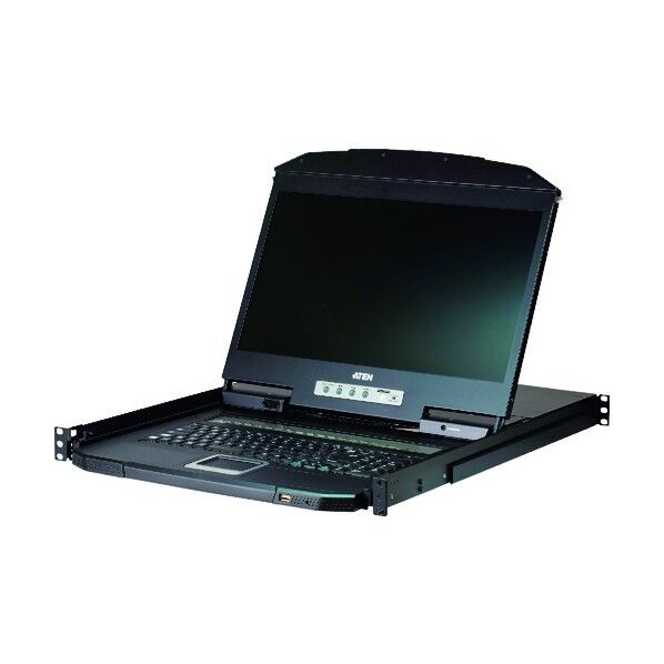 ATEN 16ポートKVMドロワー / VGA / 18.5 LCD / 1,355x768 / ショートラック対応 / ショートレール同梱 CL3116NXJJS 1点