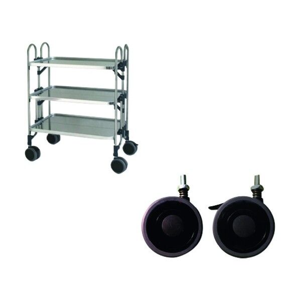 ステンレス 折りたたみ式ワゴン 振動吸収キャスター FEAM-3SP 1点