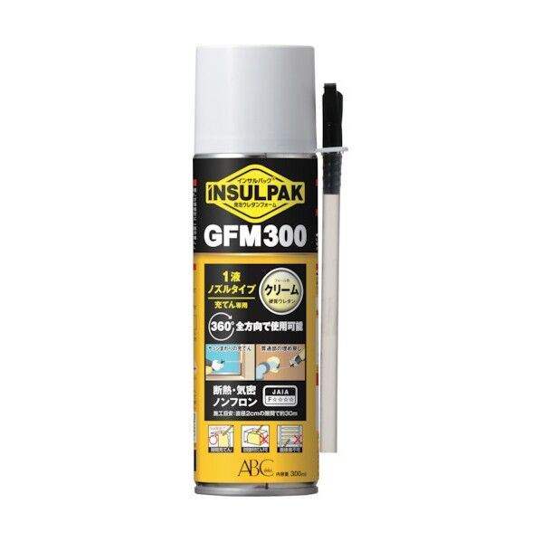 ABC商会 簡易型発泡ウレタンフォーム 1液ノズルタイプ インサルパックGFM300 300ml フォーム色:クリーム GFM300C 1点...