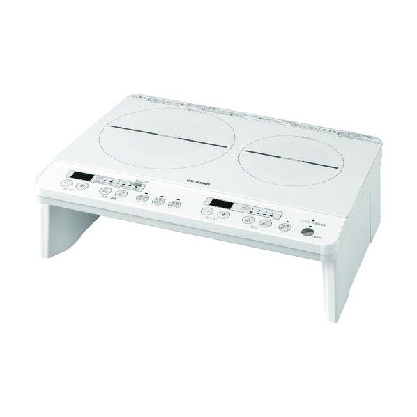 アイリスオーヤマ 2口IHコンロ 1400W 脚付 ホワイト IHK-W12S-W 1台...