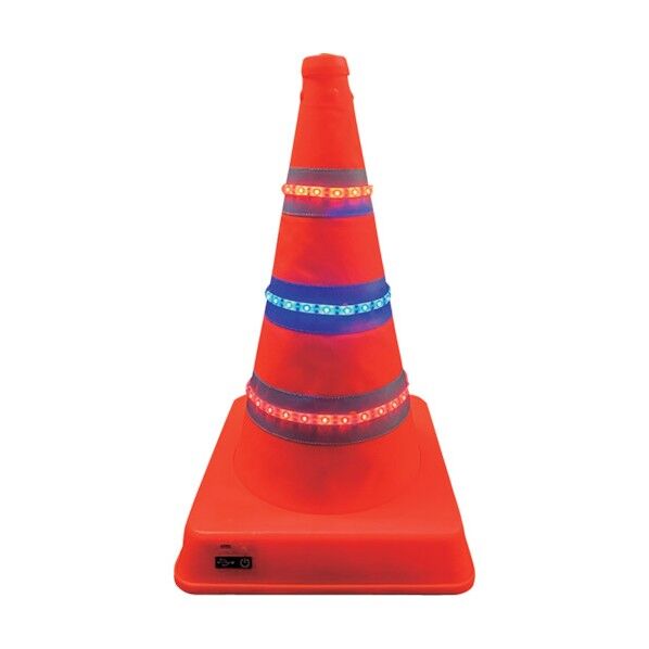 充電式LED伸縮コーン 296×296×700mm オレンジ色