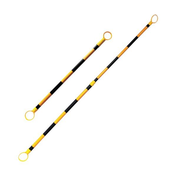 反射伸縮コーンバー10本 長さ1~2.2mに伸縮 ABS 黄/黒 両端リング