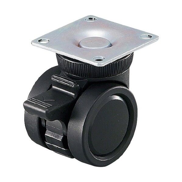 リフトロックキャスター ナイロン車 φ50 プレート 黒 ストッパー付 高さ調整可 K100-50-PBS 1点