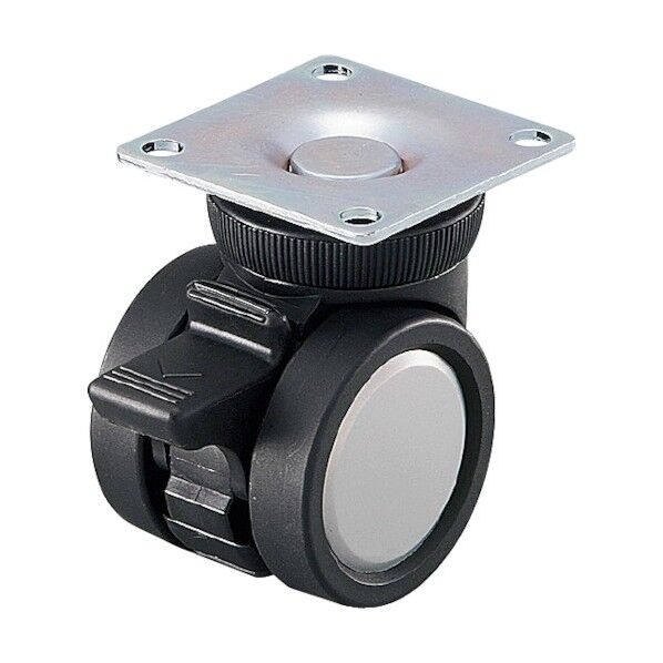 リフトロックキャスター ナイロン車 φ50 プレート シルバー ストッパー付 高さ調整可 K100-50-PSS 1点