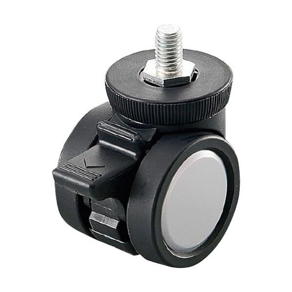 リフトロックキャスター ナイロン車 φ50 M8 シルバー ストッパー付 高さ調整可 K100-50-S8S 1点