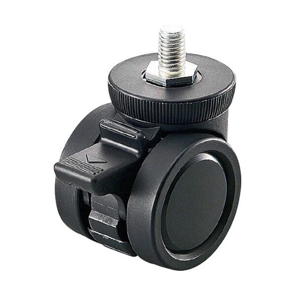 リフトロックキャスター ナイロン車 φ50 M10 黒 ストッパー付 高さ調整可 K100-50-B10S 1点