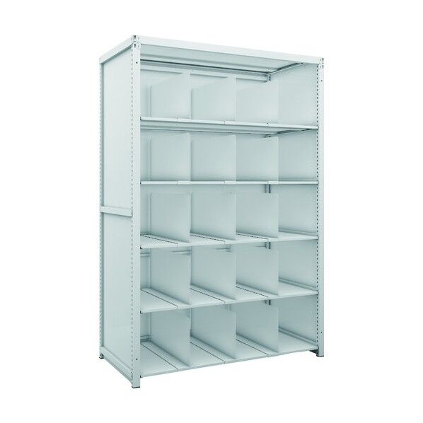K1型抗菌塗装高密度収納棚 背板・側板付 H1900XW1250XD625 6段 移動仕切板15枚付 K1-6466P15SG 1点
