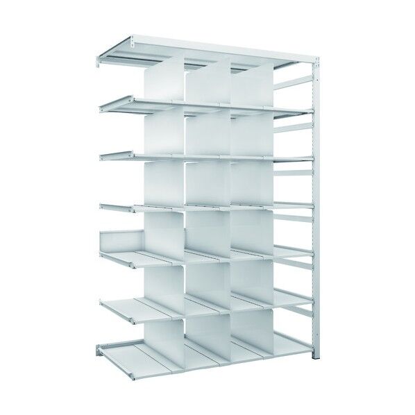 K1型抗菌塗装高密度収納棚 H1900XW1250XD625 7段 移動仕切18枚付 連結型 K1-6467P18B 1点
