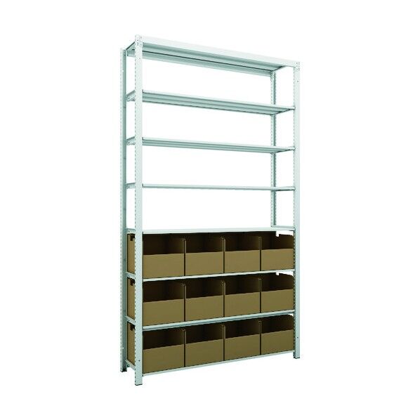 K1型抗菌塗装高密度収納棚 H2200XW1250XD325 8段 ビン12個付 K1-7438A12 1点