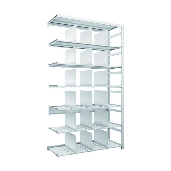 K1型抗菌塗装高密度収納棚 H2200XW1250XD475 7段 移動仕切18枚付 連結型 K1-7447P18B 1点