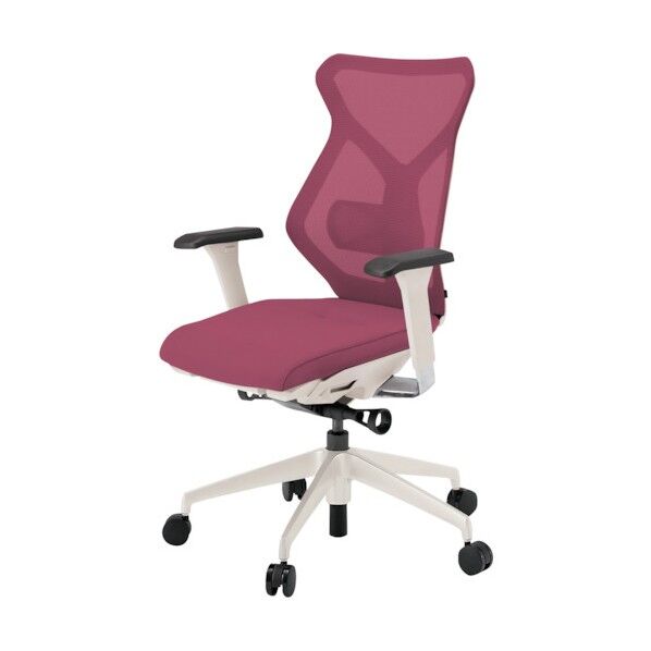 セクアチェア ハイバック ベースカラーWW アジャスタブル肘 張地 ラズベリーレッド KG-367JV1-WWM4 1点